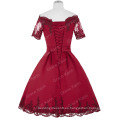 Grace Karin manga corta hasta la rodilla rojo oscuro satinado vestido de baile vestidos de fiestas 2016 GK000062-1